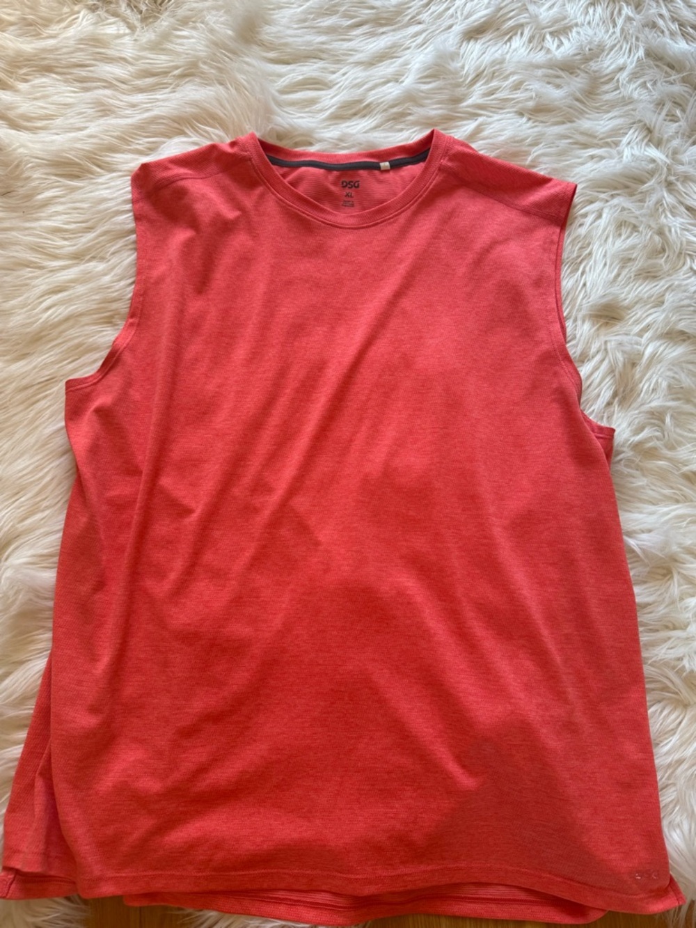 DSG Coral-Red Sleeveless Crewneck Tank Top